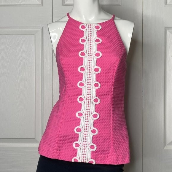 LILLY PULITZER Hot Pink Annabelle Top Sz 2 EUC! - Picture 6 of 14
